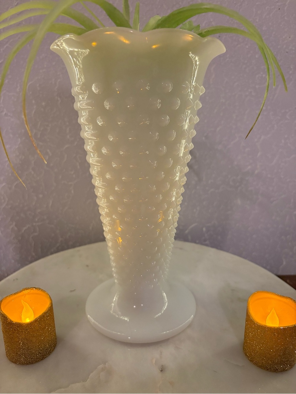 Vintage Anchor Hocking MilkGlass Hobnail Vase